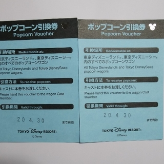 ディズニー(Disney)の☆ディズニーリゾート☆ ポップコーン 引換券 2枚(遊園地/テーマパーク)