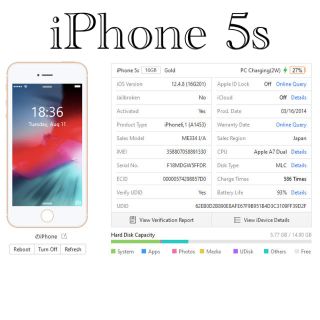 アイフォーン(iPhone)の【完動品】iPhone 5s Gold 16 GB au【難あり】(スマートフォン本体)