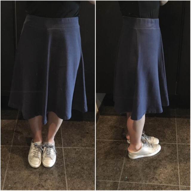 STUDIO CLIP(スタディオクリップ)の綿100楽チンきれいめネイビースカート レディースのスカート(ひざ丈スカート)の商品写真