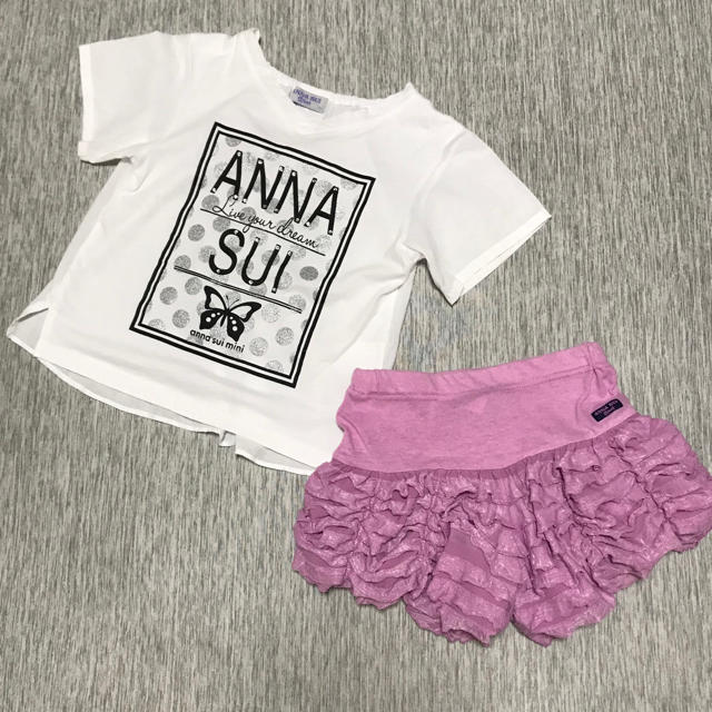 ANNA SUI mini(アナスイミニ)のANNA SUI mini  上下セット　白×ピンク キッズ/ベビー/マタニティのキッズ服女の子用(90cm~)(Tシャツ/カットソー)の商品写真