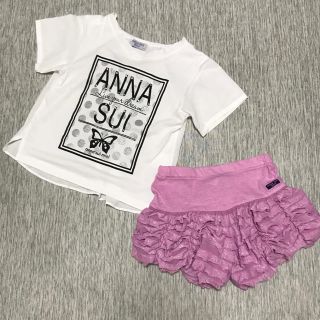 アナスイミニ(ANNA SUI mini)のANNA SUI mini  上下セット　白×ピンク(Tシャツ/カットソー)