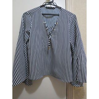 ザラ(ZARA)のZARA　ボーダー　ベルスリー ブラウス(シャツ/ブラウス(長袖/七分))