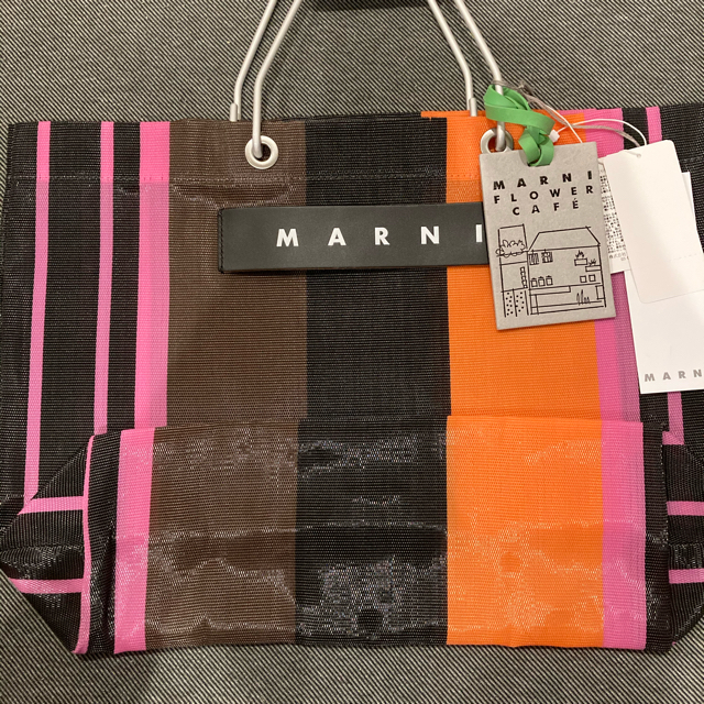 マルニ MARNI ストライプバッグ　マルチピンク