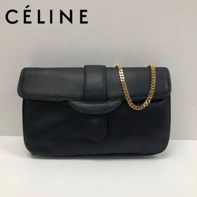 ヴィンテージ CELINE セリーヌ チェーンショルダーバッグ約26cmマチ