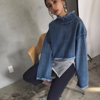 AMERI  DENIM SWEAT OVER TOP トレーナー デニム