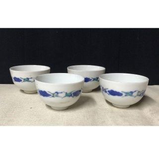 c881 煎茶碗 4客 (1客ホツあり) 茶道具(陶芸)