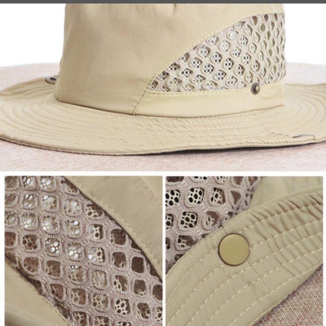 帽子 メッシュ 海ビーチ 釣り アウトドア サファリハット カラーはグレー メンズの帽子(ハット)の商品写真