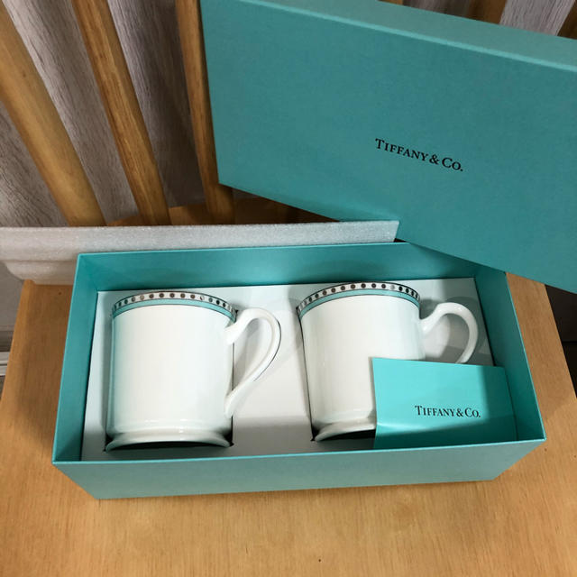 Tiffany& Co. ペアマグカップ(プラチナブルーバンド)