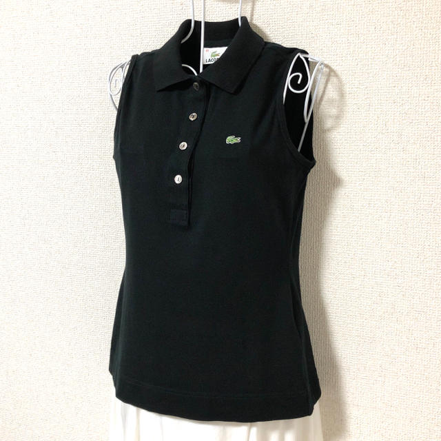 LACOSTE(ラコステ)の【美品】LACOSTE〈ラコステ〉ノースリーブ鹿の子ポロシャツ レディースのトップス(ポロシャツ)の商品写真