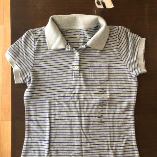 ギャップ(GAP)の【新品】GAP ポロシャツ　グレー　ボーダー(ポロシャツ)