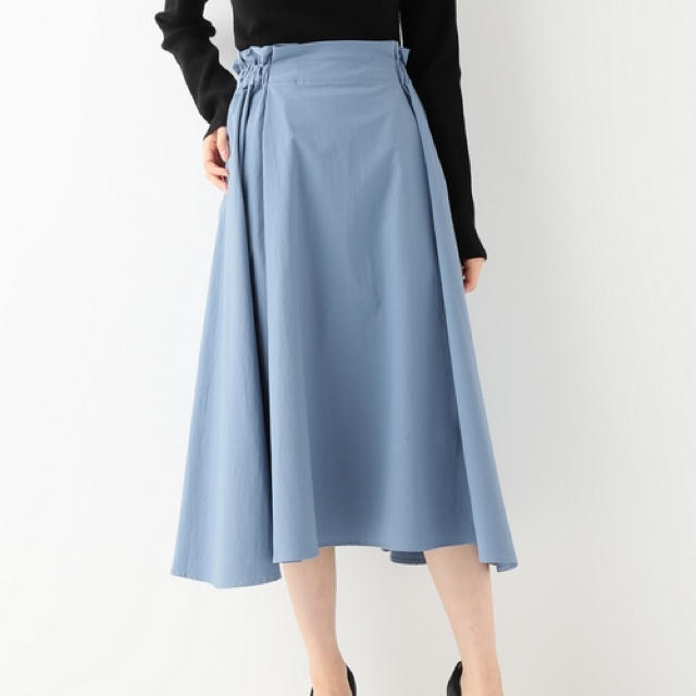 Simplicite(シンプリシテェ)のJOINT WORKS タスランイレヘムタックススカート サックスブルー レディースのスカート(ひざ丈スカート)の商品写真