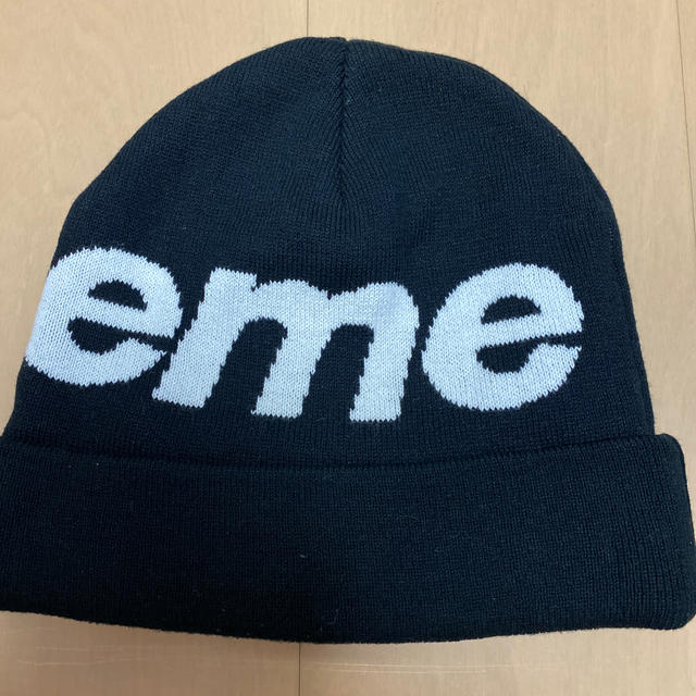 supreme big logo beanieニット帽/ビーニー