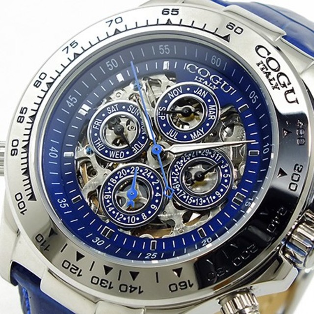 コグ COGU 自動巻き イタリア製腕時計 ブルー