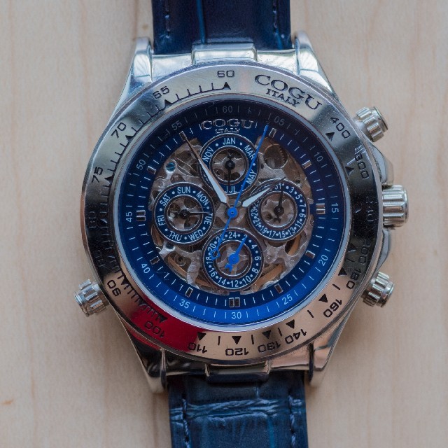 コグ COGU 自動巻き イタリア製　アナログ腕時計 ブルー