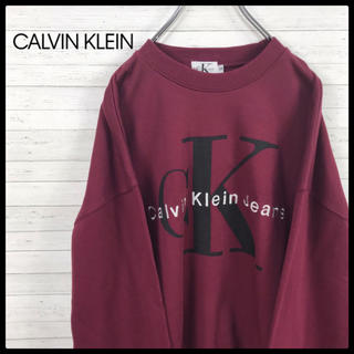 カルバンクライン(Calvin Klein)の【デッドストック】カルバンクライン☆ビック刺繍ロゴ タグ付き ボルドー色 90s(スウェット)