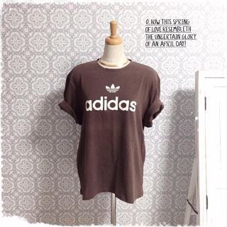 アディダス(adidas)のadidasベロアロゴTシャツ茶(Tシャツ(半袖/袖なし))