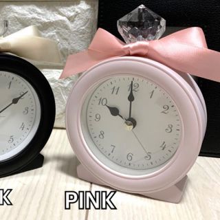 新品★大人気♡ルナ型★置時計★ピンク香水瓶型リボン★女子部屋ステイホーム　白家具(置時計)