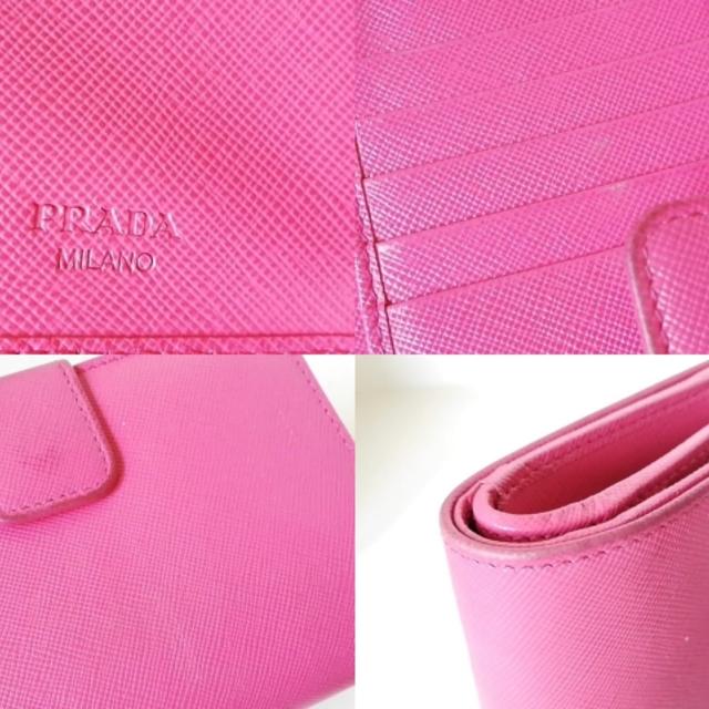 プラダ 2つ折り財布 - ピンク レザー 3