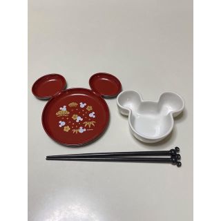 ミッキーマウス(ミッキーマウス)の値下げ♪  ミッキー　トレー、器、箸(食器)