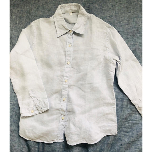 MUJI (無印良品)(ムジルシリョウヒン)の無印　水色リネンシャツ　Sサイズ レディースのトップス(シャツ/ブラウス(長袖/七分))の商品写真