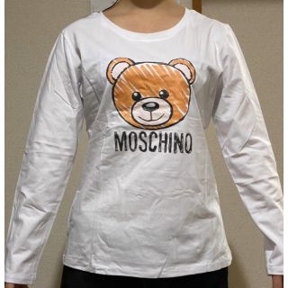 XLサイズ・くまさん可愛い長袖Tシャツ白MOSCHINOモスキーノ(Tシャツ(長袖/七分))