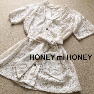 ハニーミーハニー(Honey mi Honey)のハニーミーハニー　スタンドカラーヴィンテージレースブラウス　ガウン　オフホワイト(シャツ/ブラウス(半袖/袖なし))