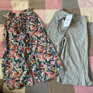 ザラキッズ(ZARA KIDS)の花柄のみ　ZARA girls  ワイドパンツ(パンツ/スパッツ)