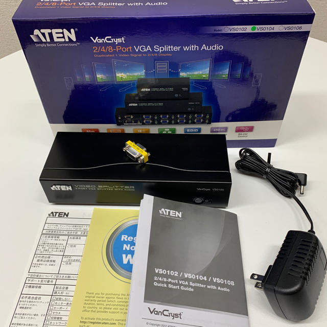 ATEN 4ポート VGA・オーディオ分配器 VS0104 スマホ/家電/カメラのPC/タブレット(PC周辺機器)の商品写真