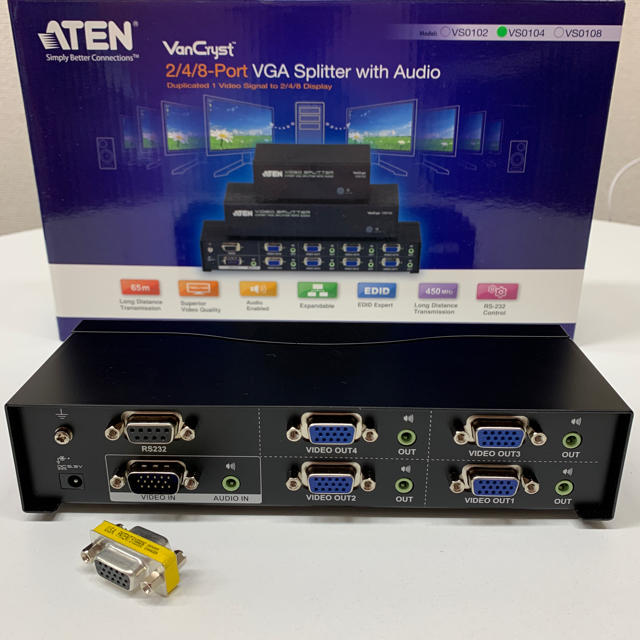 ATEN 4ポート VGA・オーディオ分配器 VS0104 スマホ/家電/カメラのPC/タブレット(PC周辺機器)の商品写真