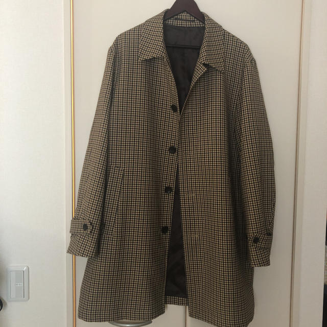 GU(ジーユー)のガングラブチェック柄　ステンカラーコート メンズのジャケット/アウター(ステンカラーコート)の商品写真