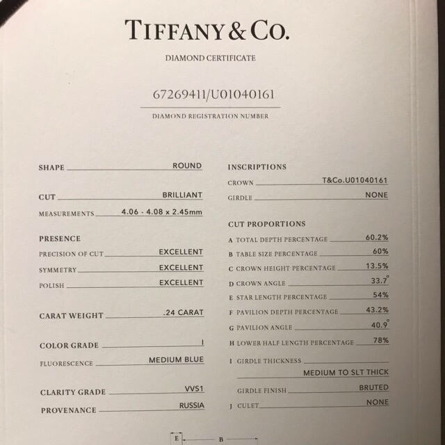 Tiffany＆Co.【0.24ct】元値：約75万/特別な方へ/自分へのご褒美