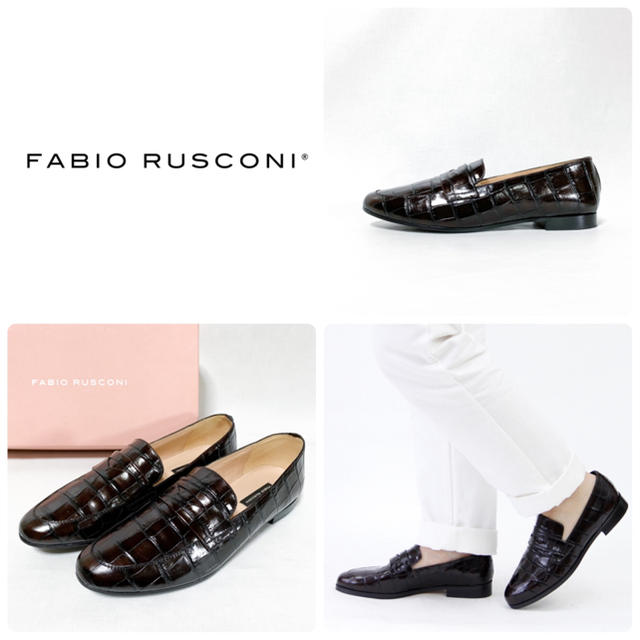 FABIO RUSCONI(ファビオルスコーニ)の■美品 定3万 ファビオルスコーニ ローファー 37 23.5 パンプス クロコ レディースの靴/シューズ(ローファー/革靴)の商品写真