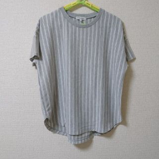 グローバルワーク(GLOBAL WORK)のグレーストライプＴシャツＬ(Tシャツ(半袖/袖なし))