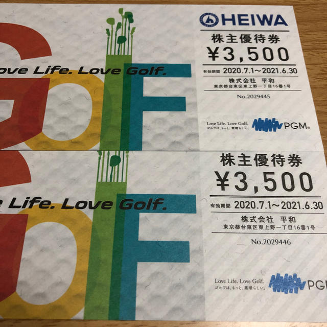 平和　株主優待 チケットの施設利用券(ゴルフ場)の商品写真