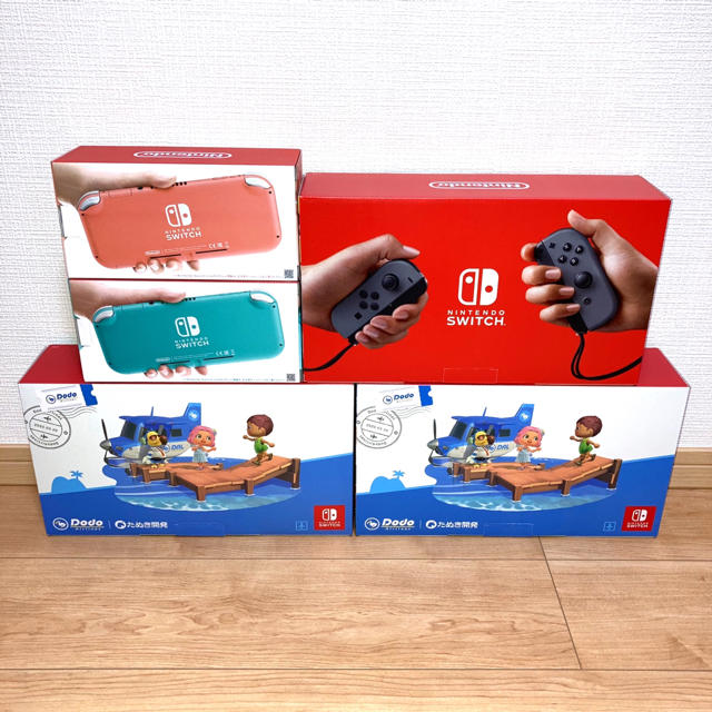 Nintendo Switch(ニンテンドースイッチ)のSwitchあつまれどうぶつの森セット2台グレーliteコーラルターコイズ計5台 エンタメ/ホビーのゲームソフト/ゲーム機本体(家庭用ゲーム機本体)の商品写真