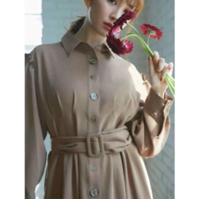 her  lip to Two-Tone Belted Shirt Dress