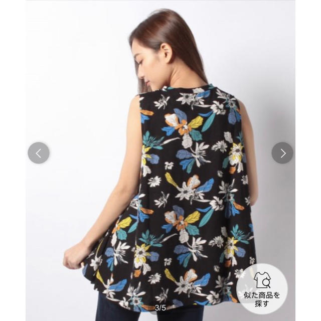 AZUL by moussy(アズールバイマウジー)のブラック花柄タンクチュニック♡ レディースのトップス(Tシャツ(半袖/袖なし))の商品写真
