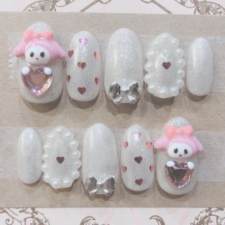 量産型ネイルチップ ガーリー マイメロ ハンドメイドのアクセサリー(ネイルチップ)の商品写真