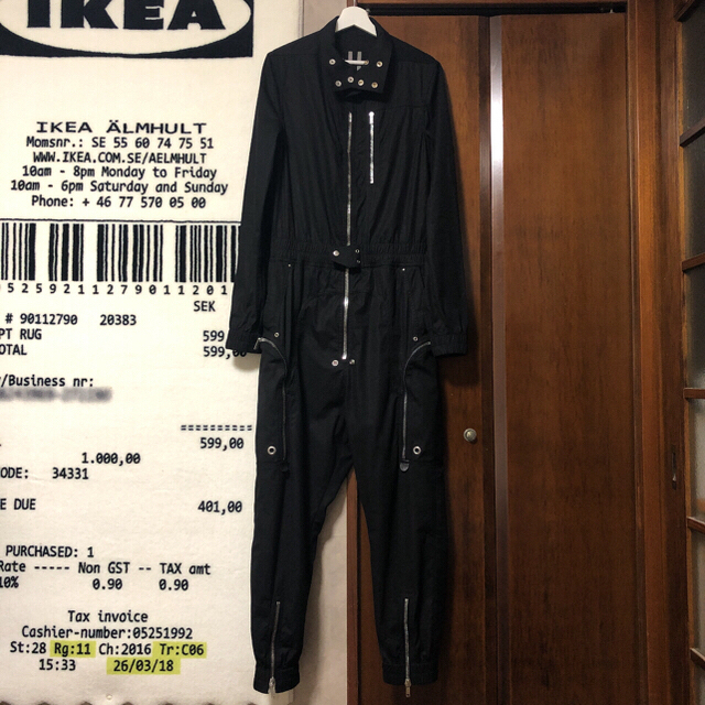 Rick Owens(リックオウエンス)の売り切り価格 rick owens jumpsuit メンズのパンツ(ワークパンツ/カーゴパンツ)の商品写真