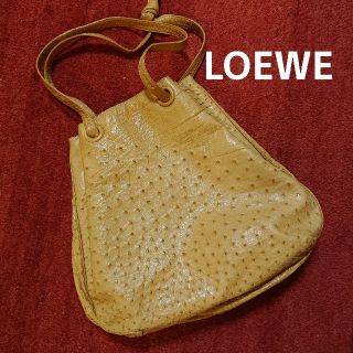 LOEWE　ロエベ　オーストリッチ　やわらかいショルダーバッグ　キャメル