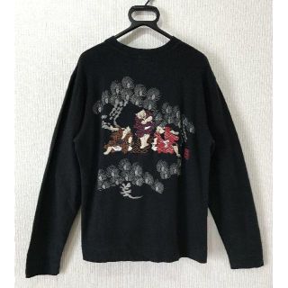 カラクリタマシイ(絡繰魂)の＊絡繰魂 和柄 かぶきねこ 刺繍 長袖カットソー M(Tシャツ/カットソー(七分/長袖))