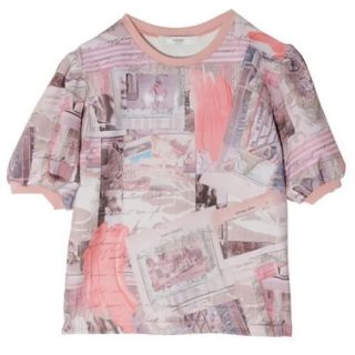 エイミーイストワール(eimy istoire)のeimy Paris art パフスリーブTシャツ pink(Tシャツ(半袖/袖なし))