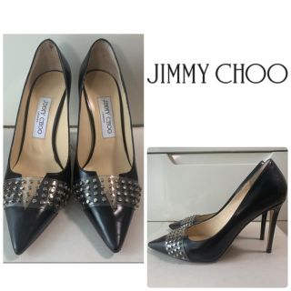 ジミーチュウ(JIMMY CHOO)のジミーチュウ　ブラックパテント　クリアスタッズ　パンプス(ハイヒール/パンプス)