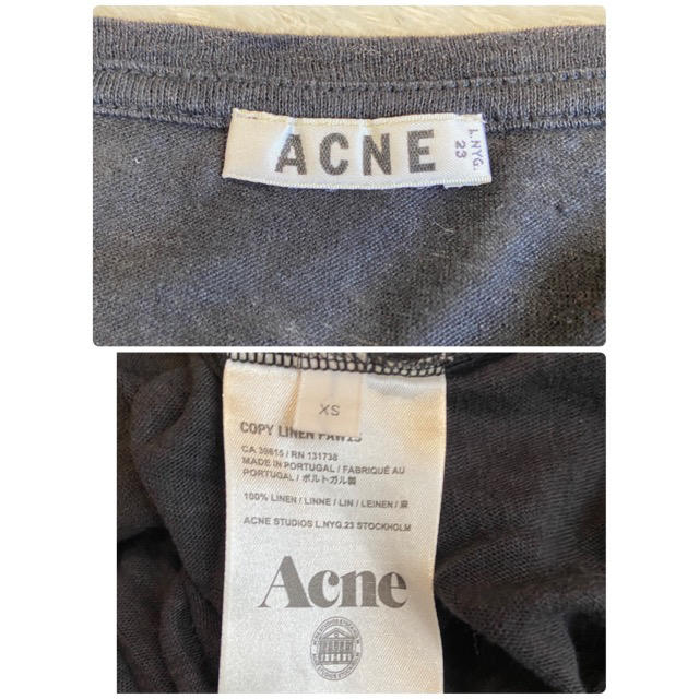 ACNE(アクネ)のアクネ　Acne  リネン　麻　カットソー　黒　Tシャツ レディースのトップス(Tシャツ(半袖/袖なし))の商品写真