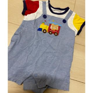 ミキハウス(mikihouse)のミキハウス　ロンパース　80 半袖　夏服　汽車ポッポ　汽車ぽっぽ(ロンパース)