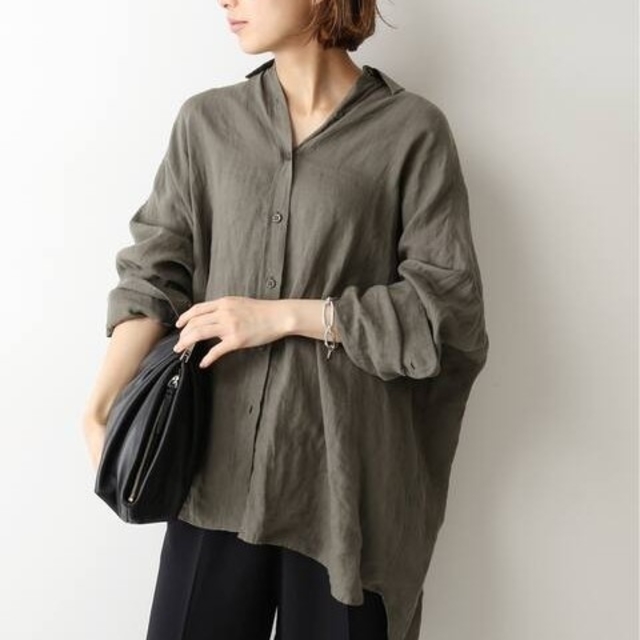 Deuxieme ClasseWIDE LINEN シャツ★ブラウン