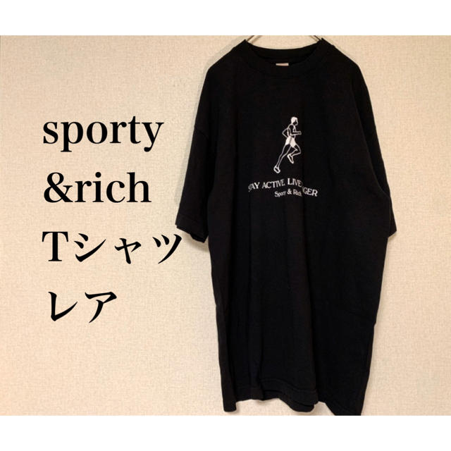 新品 sporty & rich Tシャツ ブラック 黒 スポーティ 注目 - Tシャツ