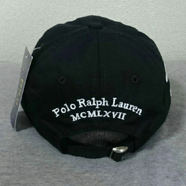 POLO RALPH LAUREN(ポロラルフローレン)の新品タグ付　ポロ・ラルフローレン　帽子　キャップ　ブラック　刺繍白　ビッグポニー メンズの帽子(キャップ)の商品写真