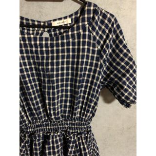 マウジー(moussy)のMOUSSY のチェック柄リネンワンピース(ひざ丈ワンピース)