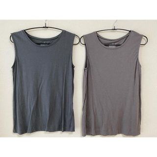 ムジルシリョウヒン(MUJI (無印良品))の無印　ノースリーブ　グレー　グレージュ(Tシャツ/カットソー(半袖/袖なし))